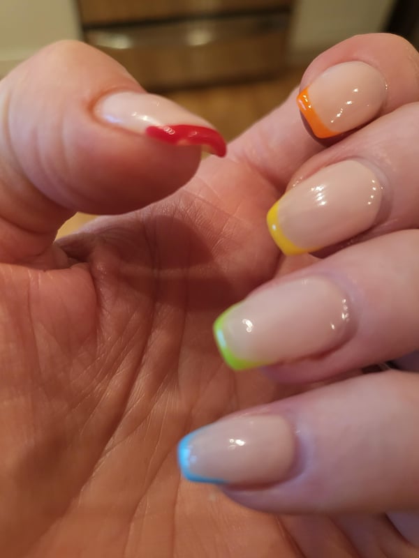 Picture by pinupbob saying 'I'm A Neutral Girl, And Here Are My Pride Week Nails'