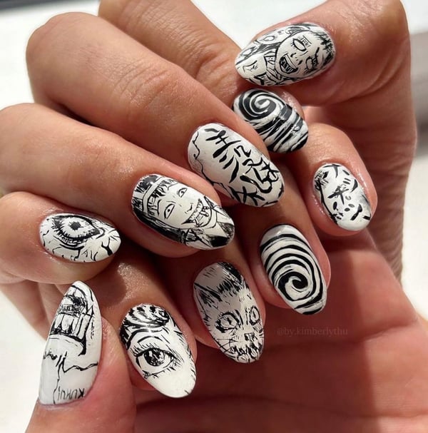 Picture by Noodles__ saying 'Junji Ito Inspired Nails'