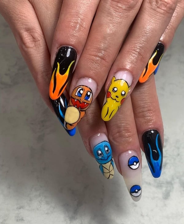 Picture by Sarothica69 saying 'Pokémon Nails Done In Panamá. Took Her 5 Hours-ish.'