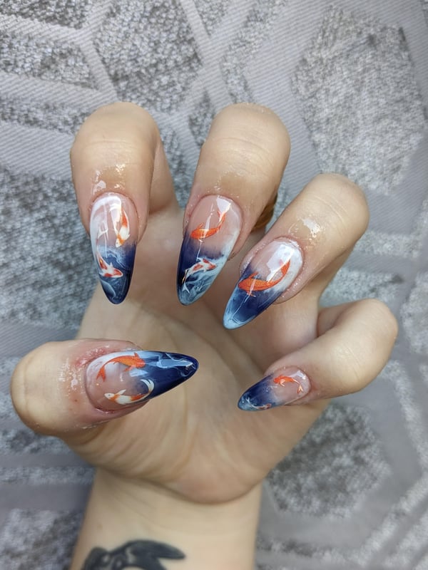 Picture by sleepysock98 saying 'Koi Pond Nails For My Last Set Of The Summer'