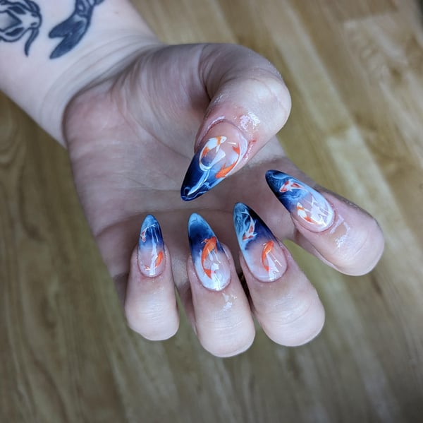 Picture by sleepysock98 showing 'Koi Pond Nails For My Last Set Of The Summer' number 1