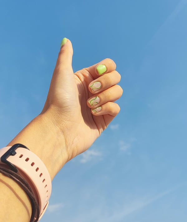 Picture by Fimica saying 'Seaweed Nails 💚 second Time I've Ever Done My Own Nails'