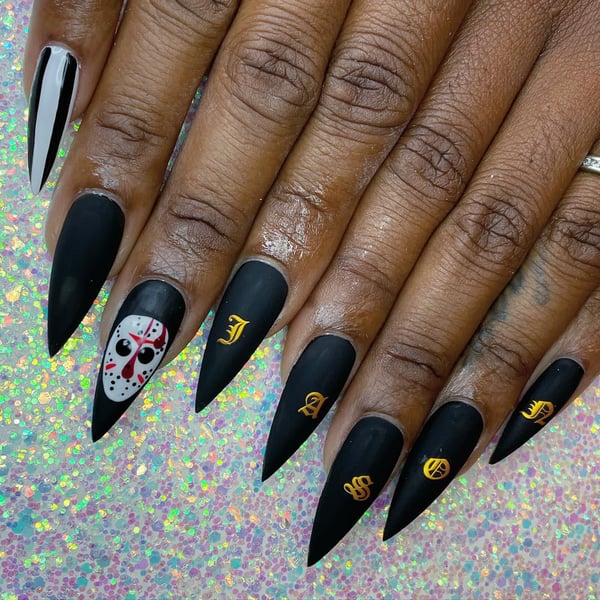 Picture by PinkPariahNails saying 'Jason Halloween Design... What Do You Think?!'